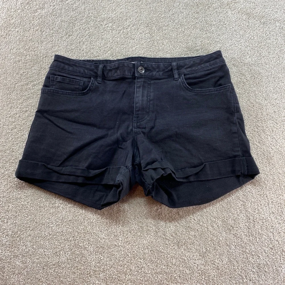 Vans Boyfriend Shorts Womens 13/31 Black Denim Rolled Hem Outdoor‎ Summer